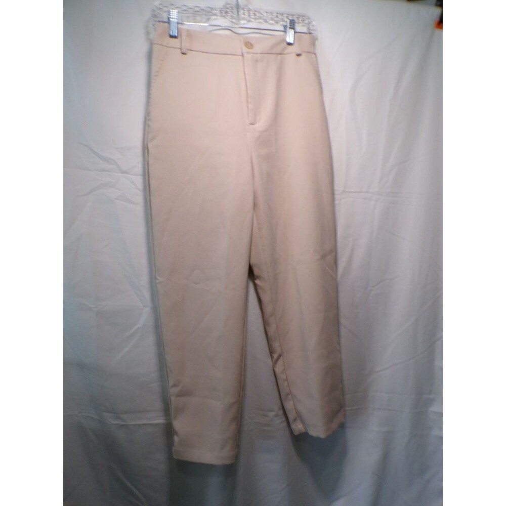 Dazy Women's Dress Pants Size M Beige Tapered Flat Front Polyester